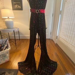 DISCO QUEEN Sequin Halter Jumpsuit